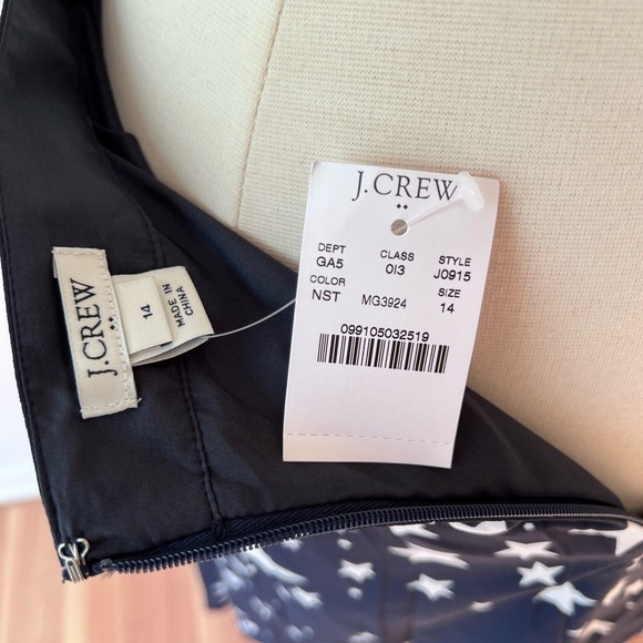 NWT J. Crew Navy Star Skirt Pleated Midi Dark Blue Chiffon Fully Lined - Picture 5 of 7